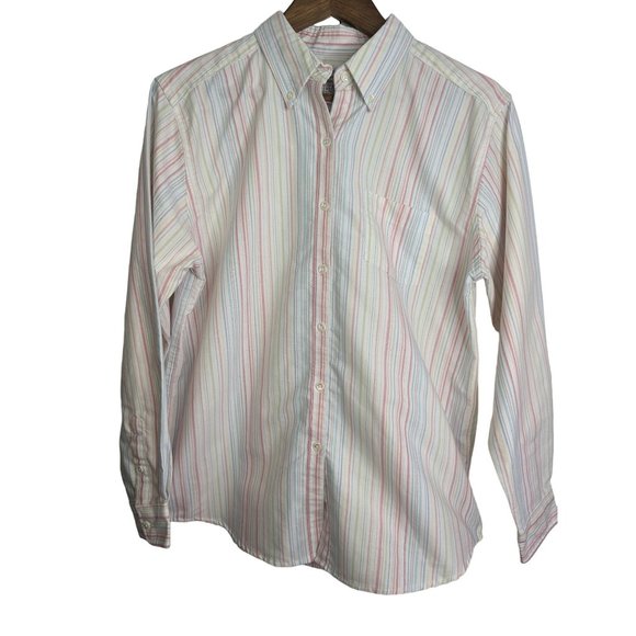 Cabin Creek Women's Wrinkle Free Strain Release Pastel Striped Button Down sz 8 - Picture 1 of 8